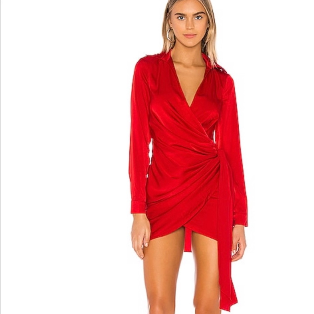 superdown Revolve Red Draped Mini Dress